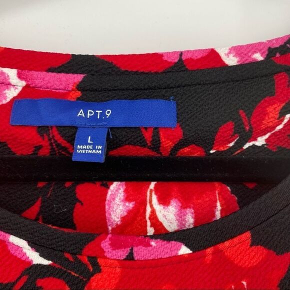 NWT Apt. 9 Red Floral Print MIDI Dress large pockets career office‎ short sleeve - Picture 2 of 6